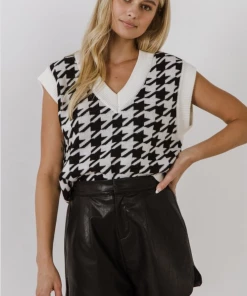 Wanderlust By Abby Houndstooth Sweater Vest NEW