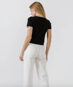 Wanderlust By Abby NEW Scalloped Neckline Top