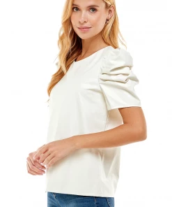 Wanderlust By Abby Pearl Pleather Puff Top