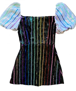 Queen Of Sparkles Rainbow Sequin Stripe Dress