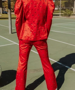 Queen Of Sparkles Red Rhinestone Pants NEW