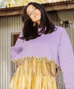 Queen Of Sparkles Mardi Gras Beaded Fringe Mask Sweatshirt