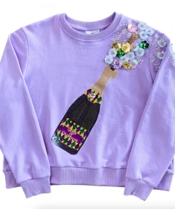 Wanderlust By Abby store 14 Queen Of Sparkles Mardi Gras Champagne Sweatshirt