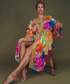 Wanderlust By Abby Floral Frenzy Kimono Gown