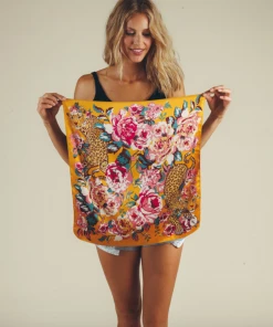Wanderlust By Abby NEW Small Satin Square Leopard Floral