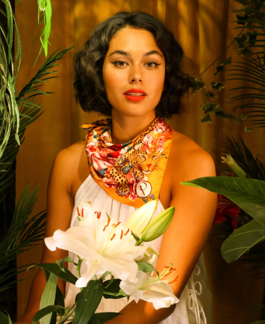 Wanderlust By Abby NEW Small Satin Square Leopard Floral 4 Wanderlust By Abby NEW Small Satin Square Leopard Floral