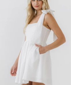 Wanderlust By Abby Bowed Square Neckline Babydoll Dress CLOTHING