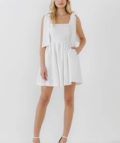 Wanderlust By Abby Bowed Square Neckline Babydoll Dress CLOTHING