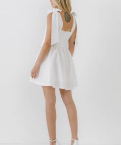 Wanderlust By Abby Bowed Square Neckline Babydoll Dress CLOTHING