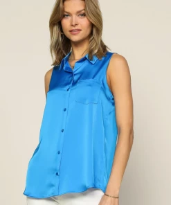 Wanderlust By Abby Sleeveless Button Down Top