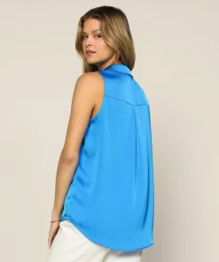 Wanderlust By Abby Sleeveless Button Down Top