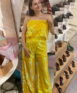 Wanderlust By Abby NEW QOS Rectangle Sequin Pants