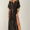 Wanderlust By Abby NEW Black And Melon V-Neck Maxi Dress