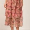 Wanderlust By Abby Chiffon Pink Palm Maxi Skirt NEW
