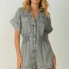 Wanderlust By Abby Grey Wash Utility Romper NEW