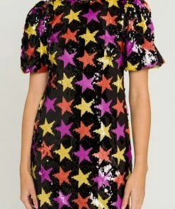 Wanderlust By Abby NEW Star Sequin Puff Sleeve Dress