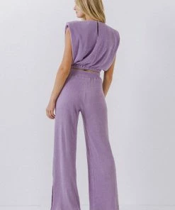 Wanderlust By Abby Pleated Shoulder Pad Top