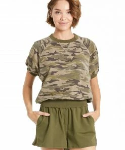Wanderlust By Abby Maria Raglan Sleeve Vintage Camo Top NEW