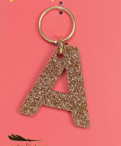 Wanderlust By Abby Glitter Letter Keychain NEW