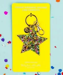 Wanderlust By Abby Confetti Acrylic Star Keychain NEW