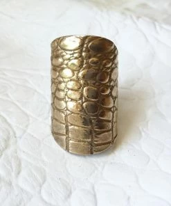 Mimosa Handcrafted Mimosa Alligator Skin Cuff Ring