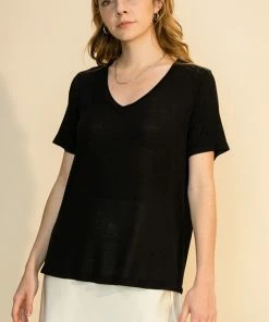 Wanderlust By Abby NEW Wide V Neck Short Sleeve Shirt