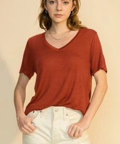 Wanderlust By Abby NEW Wide V Neck Short Sleeve Shirt