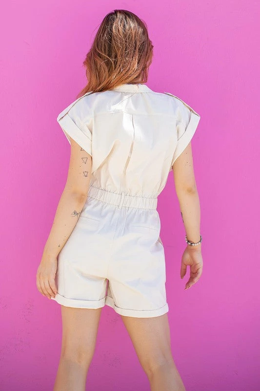 Wanderlust By Abby Button Up Short Sleeve Romper NEW 4 Wanderlust By Abby Button Up Short Sleeve Romper NEW