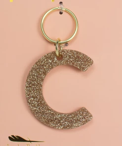 Wanderlust By Abby Glitter Letter Keychain NEW