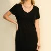 Wanderlust By Abby Short Sleeve V-Neck Curve Hem Dress