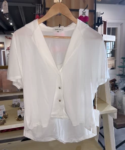 Wanderlust By Abby White Button Up Top NEW