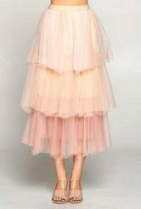 Wanderlust By Abby Mesh Layer Midi Skirt NEW