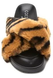 Wanderlust By Abby SALE Seasons Fur Slides Tiger Stripes