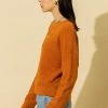Wanderlust By Abby NEW Burnt Orange Crew Neck Drop Shoulder Long Sleeve Sweater