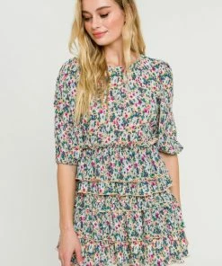 Wanderlust By Abby Floral Pleated Top