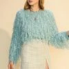 Wanderlust By Abby NEW Fuzzy Fringe Crop Sweater