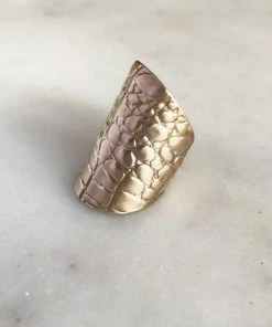 Mimosa Handcrafted Mimosa Alligator Skin Cuff Ring