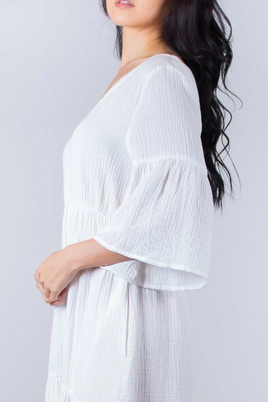 Wanderlust By Abby Gauze Half Sleeve Midi Dress NEW 4 Wanderlust By Abby Gauze Half Sleeve Midi Dress NEW