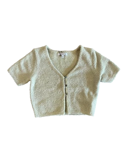 Wanderlust By Abby Button Up Cropped Sweater Top NEW