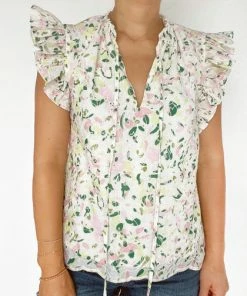 Wanderlust By Abby Kina Cotton Eyelet Printed Top NEW