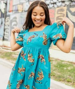 Queen Of Sparkles QOS Teal Leopard Dress