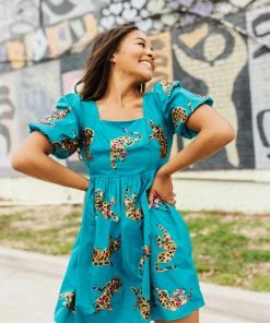 Queen Of Sparkles QOS Teal Leopard Dress