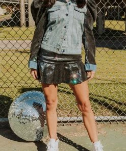 Queen Of Sparkles QOS Black Sequin Flounce Skirt