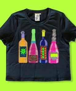 Queen Of Sparkles Neon Bottles Tee NEW