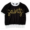 Queen Of Sparkles Black Saints Short Sleeve Tee NEW