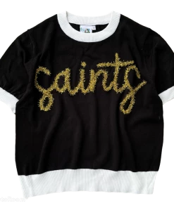 Queen Of Sparkles Black Saints Short Sleeve Tee NEW