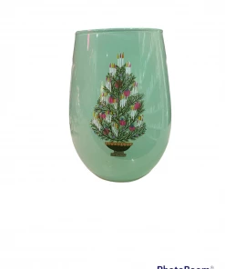 Wanderlust By Abby Holidays Vintage Christmas Tree Stemless Wine Glass