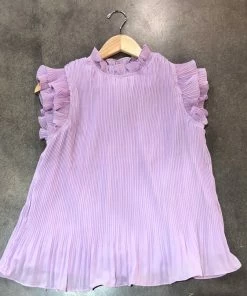 Wanderlust By Abby Ruffle Trim Pleated Top