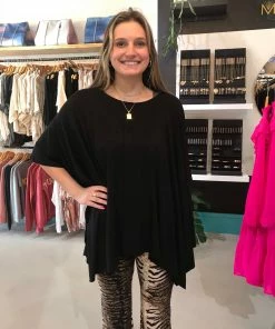 Wanderlust By Abby Black Oversized Dolman Sleeve Top