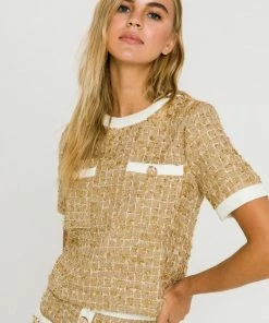Wanderlust By Abby Metallic Tweed Top SALE